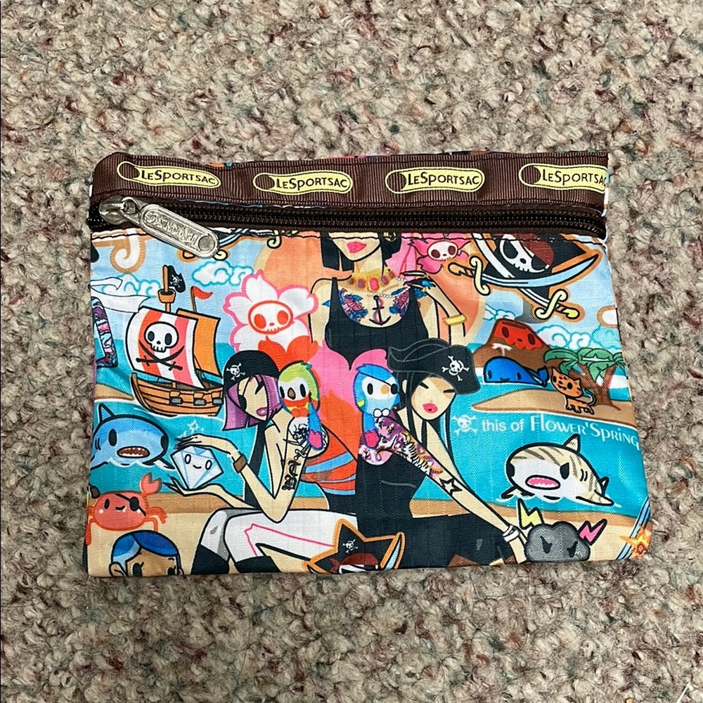 LeSportsac pirates booty Graphic zip top Pouch